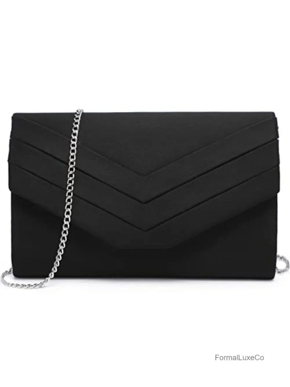 Velvet Evening Clutch with Chain Strap Magnetic Snap Closure